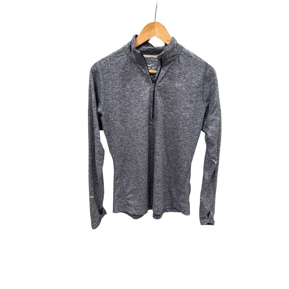 Nike Womens Dri-FIT Element Half-Zip Running Top Grey Heather Pullover Thumbhole - Picture 2 of 5